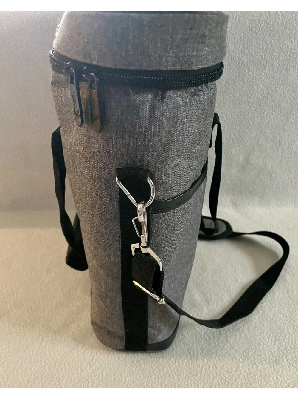 Insulated Gray Tote 3 Bottle Wine Cooler Bag with Adjustable Shoulder Strap